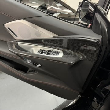 Corvette C8 Upper Door Trim Covers- Real Molded Carbon Fiber