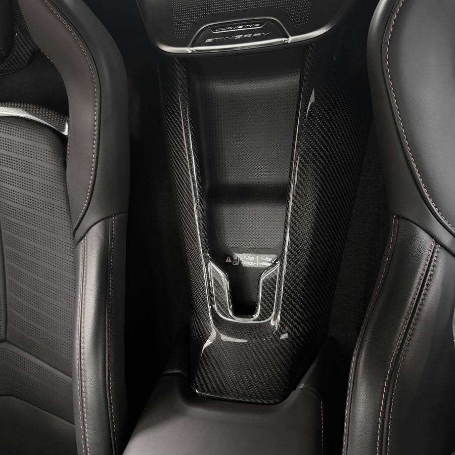 Corvette C8 Rear Wireless Charging Waterfall Overlay - Real Molded Carbon Fiber