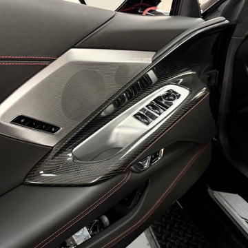 Corvette C8 Upper Door Trim Covers- Real Molded Carbon Fiber