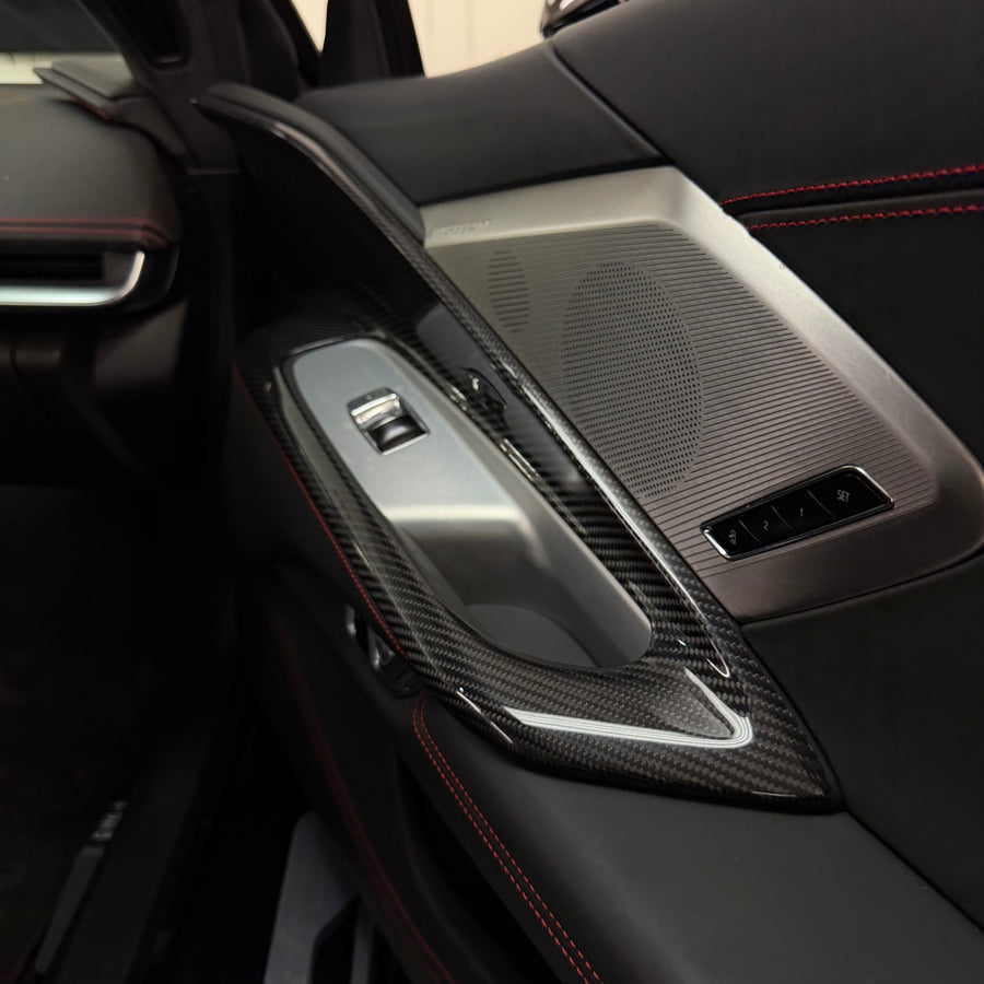 Corvette C8 Upper Door Trim Covers- Real Molded Carbon Fiber