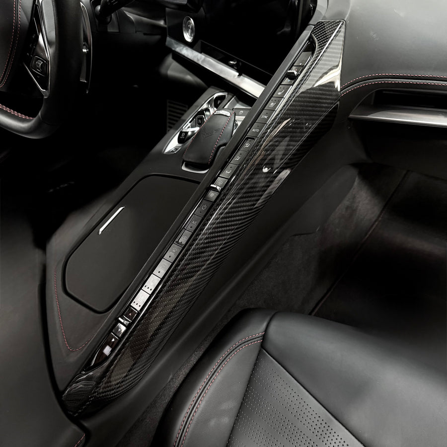 Corvette C8 Upper Right Center Console Trim - Real Molded Carbon Fiber