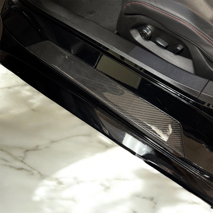 Corvette C8 Door Sill Plates- Real Molded Carbon Fiber
